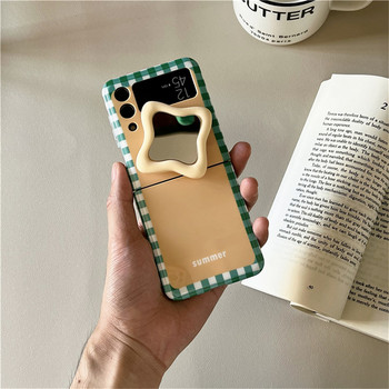 Χαριτωμένο κορεάτικο καραμέλα, ακανόνιστο στήριγμα καθρέφτη, συμπαγής δικτυωτή θήκη για Samsung Galaxy Z flip4 Z Flip 3 4 Z Flip3 Zflip4 Κάλυμμα