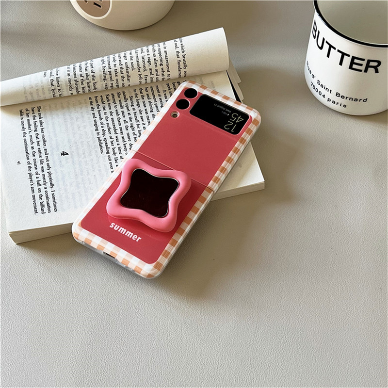 Husă drăguță coreeană cu oglindă neregulată de culoare caramelă, cu zăbrele solidă, pentru husa Samsung Galaxy Z flip4 Z Flip 3 4 Z Flip3 Zflip4