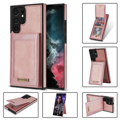 За Samsung Galaxy S22 Ultra S21 S20 FE Ultra Plus калъф Samsung Galaxy A53 A52S A12 5G калъф кожен портфейл слот за карта стойка капак