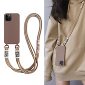 Μαλακή θήκη τηλεφώνου Crossbody Lanyard για iPhone 13 Mini 12 11 Pro Max 14 Pro XS XR X 8 7 Plus SE3 Korea Strap κάλυμμα σιλικόνης