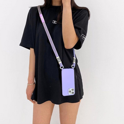 Μαλακή θήκη τηλεφώνου Crossbody Lanyard για iPhone 13 Mini 12 11 Pro Max 14 Pro XS XR X 8 7 Plus SE3 Korea Strap κάλυμμα σιλικόνης