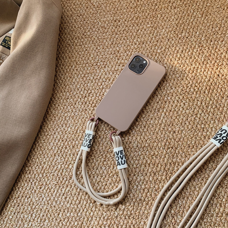 Μαλακή θήκη τηλεφώνου Crossbody Lanyard για iPhone 13 Mini 12 11 Pro Max 14 Pro XS XR X 8 7 Plus SE3 Korea Strap κάλυμμα σιλικόνης