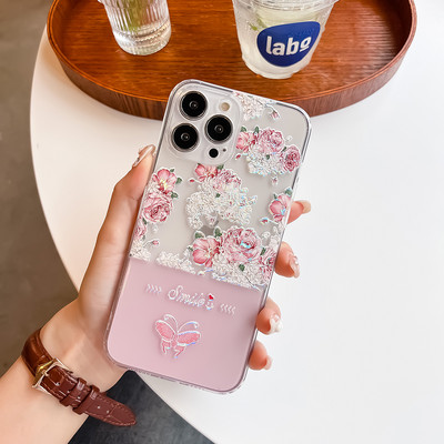 Θήκη 3D Floral για iPhone 14 13 12 11 Pro Max XS XR SE 8 Plus Κάλυμμα ανάγλυφο ανάγλυφο Butterfly Cute Clear Soft Phone Shell Fundas
