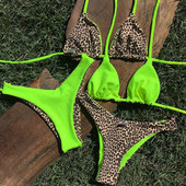 Miyouj-Bikinis de leopardo para mujer, traje de baño Sexy de tela acanalada, ropa de baño para mujer, conjunto de Bikini a ambos lados, ropa de playa con cordón