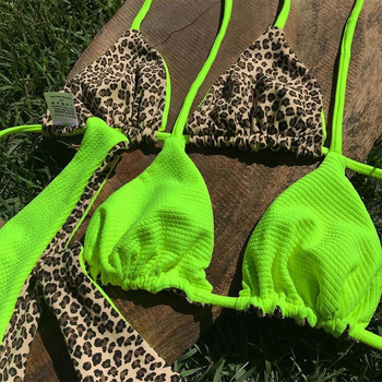 Miyouj-Bikinis de leopardo para mujer, traje de baño Sexy de tela acanalada, ropa de baño para mujer, conjunto de Bikini a ambos lados, ropa de playa con cordón