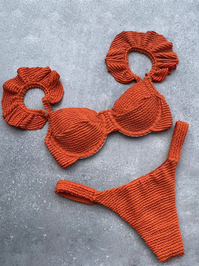 Miyouj-Bikinis de leopardo para mujer, traje de baño Sexy de tela acanalada, ropa de baño para mujer, conjunto de Bikini a ambos lados, ropa de playa con cordón