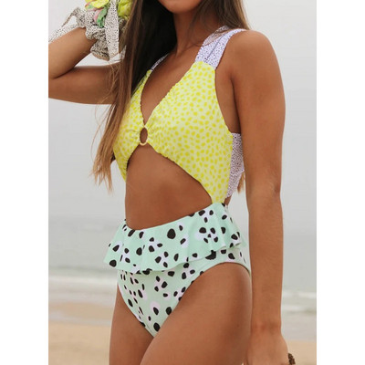 Miyouj-bañador con tirantes trenzados para mujer, traje de baño femenino de una pieza, elegante, ahuecado, con múltiples líneas, color azul, 2022