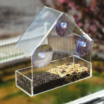 2022 New Bird Feeders Window Clear Glass Window Προβολή Bird Feed Τραπέζι Ξενοδοχείου Feanut Hanging Suction for Pet Birds Outdoor