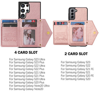 За Samsung Galaxy S23 S22 Ultra S21 S20 FE Note20 Ultra Plus A13 A53 5G A12 A52S калъф кожен портфейл слот за карта стойка капак
