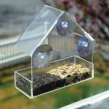 Bird Feeder Hotel Clear Glass Window Τραπέζι προβολής Suction House Bird Seed Feeder Κρεμαστός Τύπος φυστικιών Προσρόφηση