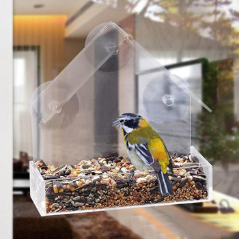 Хранилка за птици Хотелски прозрачен стъклен прозорец Маса за гледане Смукателна къща Хранилка за птичи семена Висяща Адсорбция тип фъстъци
