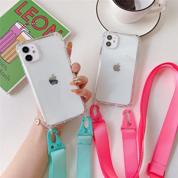 Θήκη τηλεφώνου Crossbody Shoulder Strap Lanyard για iPhone 14 11 13 Pro Max 12 Mini XR X XS 6 7 8 Plus Διαφανές αντικραδασμικό κάλυμμα