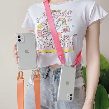 Θήκη τηλεφώνου Crossbody Shoulder Strap Lanyard για iPhone 14 11 13 Pro Max 12 Mini XR X XS 6 7 8 Plus Διαφανές αντικραδασμικό κάλυμμα