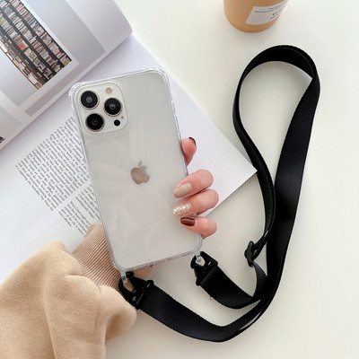 Θήκη τηλεφώνου Crossbody Shoulder Strap Lanyard για iPhone 14 11 13 Pro Max 12 Mini XR X XS 6 7 8 Plus Διαφανές αντικραδασμικό κάλυμμα