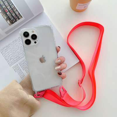Θήκη τηλεφώνου Crossbody Shoulder Strap Lanyard για iPhone 14 11 13 Pro Max 12 Mini XR X XS 6 7 8 Plus Διαφανές αντικραδασμικό κάλυμμα