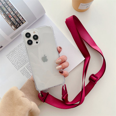 Θήκη τηλεφώνου Crossbody Shoulder Strap Lanyard για iPhone 14 11 13 Pro Max 12 Mini XR X XS 6 7 8 Plus Διαφανές αντικραδασμικό κάλυμμα