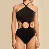Divatos, egyszínű kötőfék, kivágott bikini, egyrészes, hát nélküli szexi, vékony fürdőruha, elegáns, pántos strandruha, fekvőruha, 2022