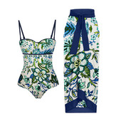 Novi modni, uski jednodijelni bikini sa zelenim printom, kupaći kostim za plažu bez leđa, seksi 2022.