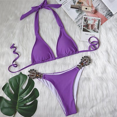 Novi seksi bikini s halterima Crystal Diamond 2020. Ženski kupaći kostim Ženski kupaći kostim Dvodijelni komplet bikinija Kupaći kostim za kupanje sa dijamantima