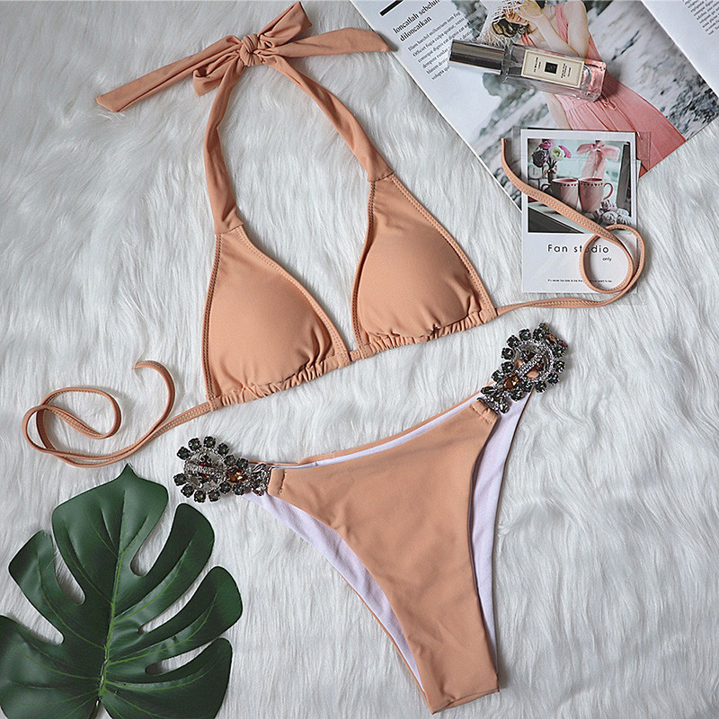 Novi seksi bikini s halterima Crystal Diamond 2020. Ženski kupaći kostim Ženski kupaći kostim Dvodijelni komplet bikinija Kupaći kostim za kupanje sa dijamantima