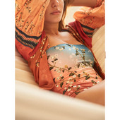 2022 Vintage Print Ζακέτα παραλίας τοπ σετ μαγιό σε εφαρμογή One Piece Seamless Patchwork Holiday beachwear Exotic Sexy Backless