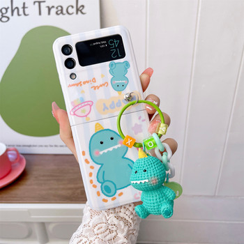Корейско сладко бебе динозавър, розово прасенце, висулка, калъф за телефон за Samsung Galaxy Z Flip 3 4 5G Z Flip3 Flip4 Zflip4 Cover