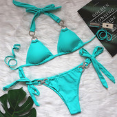 2020-as új fényes strasszos gyémánt bikini női fürdőruha Női fürdőruha Halter bikini szett brazil fürdőruha push up fürdőruha