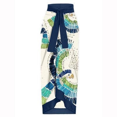 Modes bikini komplekts ar apdruku Viengabalains peldkostīms ar svārkiem un plecu volāniem Peldkostīmi Sieviešu peldkostīms vasaras pludmales apģērbs Slim