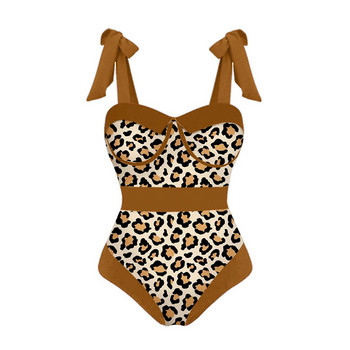 Fashion Leopard Colorblock Σετ μαγιό Μονό κομμάτι Micro Monokini Σέξι γυναίκες με κάλυψη Summer Beach Solid Push Up