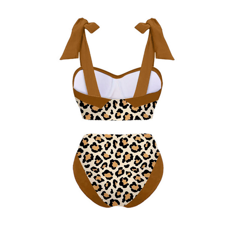 Divatos Leopard Colorblock mintás fürdőruha szett, egyrészes, mikro monokini szexi női fedővel Nyári strand, tömör push up