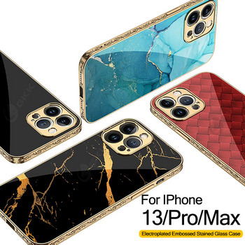 Θήκη GKK για IPhone 12 13 Pro Max Πολυτελές σκληρυμένο γυαλί αντικρουστικό Σκαλιστικό άκρο σκληρό για iPhone 12 13 Pro Max Κάλυμμα θήκης