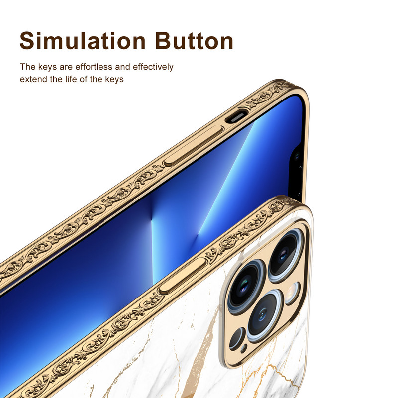 Husă GKK pentru iPhone 12 13 Pro Max, din sticlă securizată de lux, placare anti-detonare, margine sculptată, dur pentru iPhone 12 13 Pro Max.
