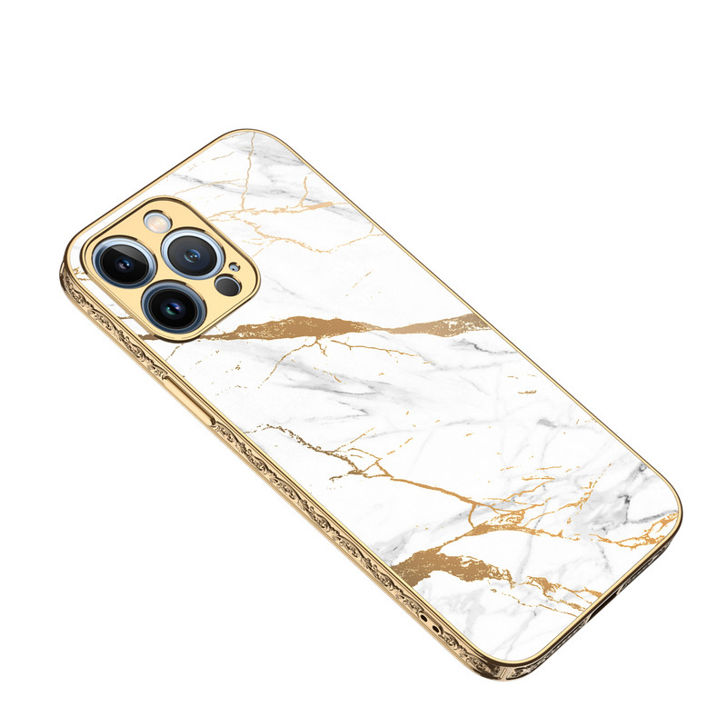 Husă GKK pentru iPhone 12 13 Pro Max, din sticlă securizată de lux, placare anti-detonare, margine sculptată, dur pentru iPhone 12 13 Pro Max.