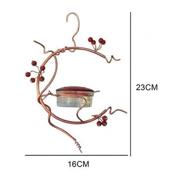 Бяла метална хранилка за колибри Червени горски плодове Декор Висяща метална подвижна поилка за вода за домашни птици за диск за папагал с клон