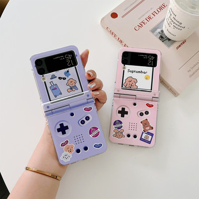 Θήκη τηλεφώνου Ins Korean Cute Game Bear Dog Kawaii για Samsung Galaxy Z Flip 3 5G Z Flip3 Flip4 Zflip3 Zflip4 Αντικραδασμικό πίσω κάλυμμα