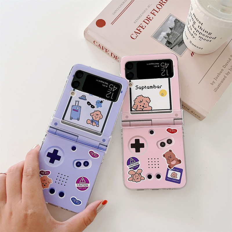 Puzdro na telefón s kórejským roztomilým medvedíkom a psom Kawaii pre Samsung Galaxy Z Flip 3 5G Z Flip3 Flip4 Zflip3 Zflip4 nárazuvzdorný zadný kryt
