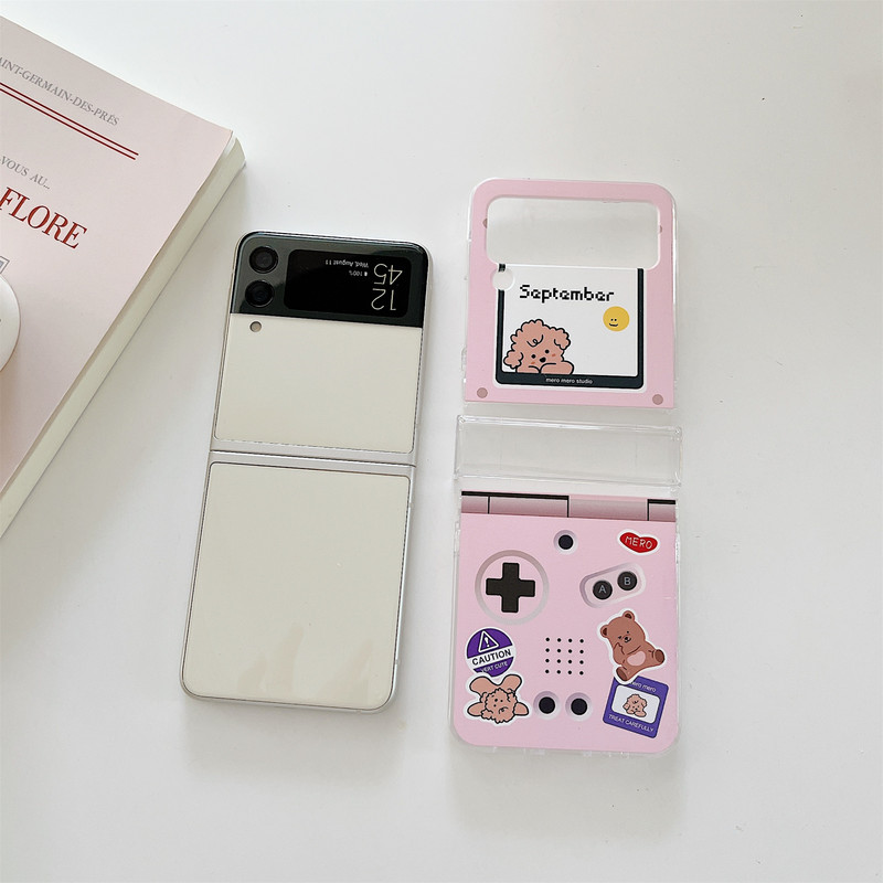 Puzdro na telefón s kórejským roztomilým medvedíkom a psom Kawaii pre Samsung Galaxy Z Flip 3 5G Z Flip3 Flip4 Zflip3 Zflip4 nárazuvzdorný zadný kryt