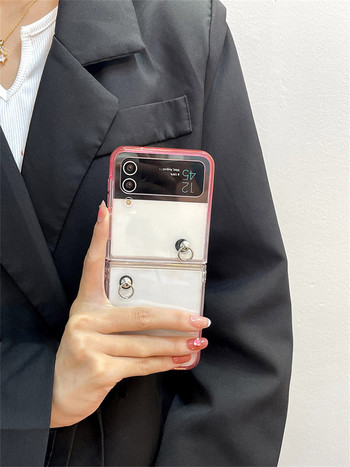Луксозен корейски прозрачен градиентен калъф с каишка за кръстосано тяло за Samsung Galaxy Z Flip 3 5G Z Flip3 Flip4 Zflip3 Zflip4 Cover