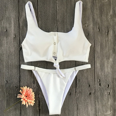 Naujas seksualus sportinis briaunotas bikinis, 2019 m. lankelis, maudymosi kostiumėlis, moteriškas bandeau maudymosi kostiumėlis, moteriškas dviejų dalių bikinio rinkinys V kaklo maudymosi kostiumėlis