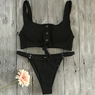 Naujas seksualus sportinis briaunotas bikinis, 2019 m. lankelis, maudymosi kostiumėlis, moteriškas bandeau maudymosi kostiumėlis, moteriškas dviejų dalių bikinio rinkinys V kaklo maudymosi kostiumėlis
