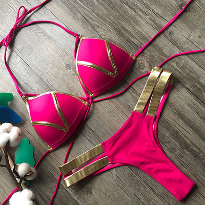 Seksualus Brazilijos Push Up Bikini, 2021 m., Moteriškas String Bandeau maudymosi kostiumėlis, Moteriškas maudymosi kostiumėlis, Bikinio rinkinys Liemenėlės, kaušelis, maudymosi kostiumėlis