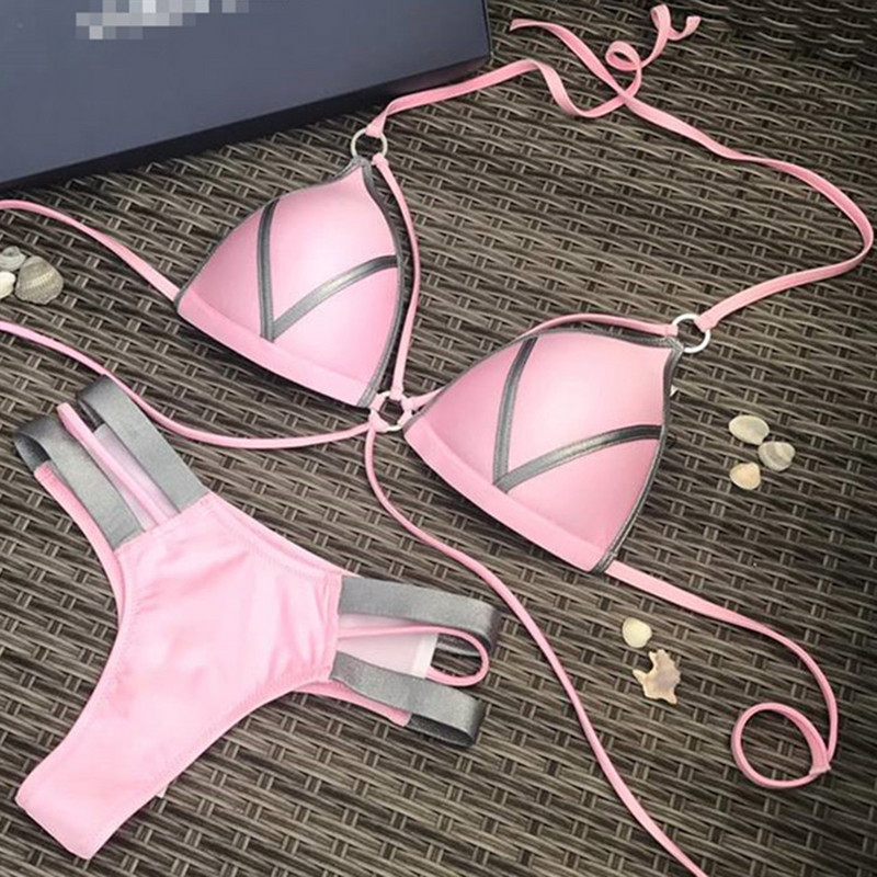 Seksualus Brazilijos Push Up Bikini, 2021 m., Moteriškas String Bandeau maudymosi kostiumėlis, Moteriškas maudymosi kostiumėlis, Bikinio rinkinys Liemenėlės, kaušelis, maudymosi kostiumėlis