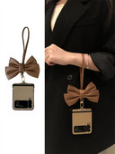 Κορεάτικη πολυτελής δερμάτινη θήκη κρεμαστό ριγέ μονόχρωμη θήκη για Samsung Galaxy Z Flip 3 4 5G Z Flip3 Flip4 Zflip4 Πίσω κάλυμμα