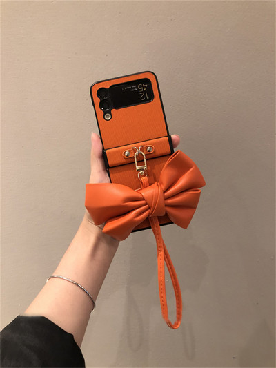 Κορεάτικη πολυτελής δερμάτινη θήκη κρεμαστό ριγέ μονόχρωμη θήκη για Samsung Galaxy Z Flip 3 4 5G Z Flip3 Flip4 Zflip4 Πίσω κάλυμμα