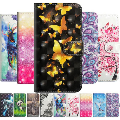 Θήκη για κάλυμμα τηλεφώνου για Apple iPhone 14 13 12 Mini 11 Pro X XR XS Max 7 8 6 6S Plus SE 2020 Cute Cat Tiger Wallet Coque D24G