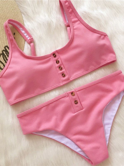 Seksualus sportinis bikinis, 2022 m. Bandeau maudymosi kostiumėlis, moteriškas maudymosi kostiumėlis su briaunomis, moteriškas Dviejų dalių bikinio rinkinys Maudymosi kostiumėlis Push Up