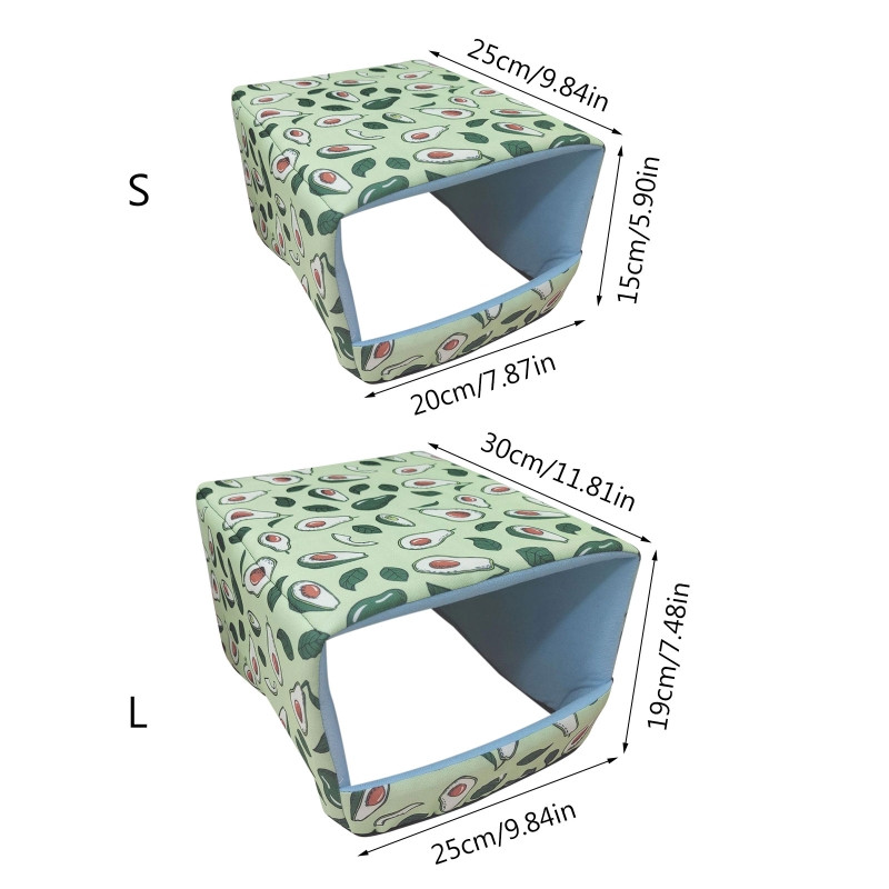 Smulkaus gyvūno žiemos lova be dugno Namo slėptuvė su vaisių spaudiniais Prieglaudos narvelio dekoras šeško papūga žiurkėno žiurkės žaidimui