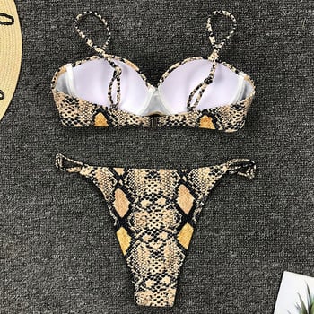 Sexy Snake Print Underwired Bra Cup Μπικίνι Γυναικείο Μαγιό Γυναικείο Μαγιό δύο τεμαχίων Σετ μπικίνι Micro στρινγκ Μαγιό