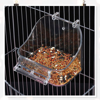 Μπανιέρα πουλιών Διαφανής τροφοδοσία πουλιών Κρεμαστό κλουβί Ντους Δοχείο τροφίμων Αξεσουάρ πουλιών για Canary Budgies Parrot