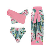 Divatos Colorblock bikini kétrészes női szett és fedős külön bandeau magas derekú fürdőruha tanga fürdőruha